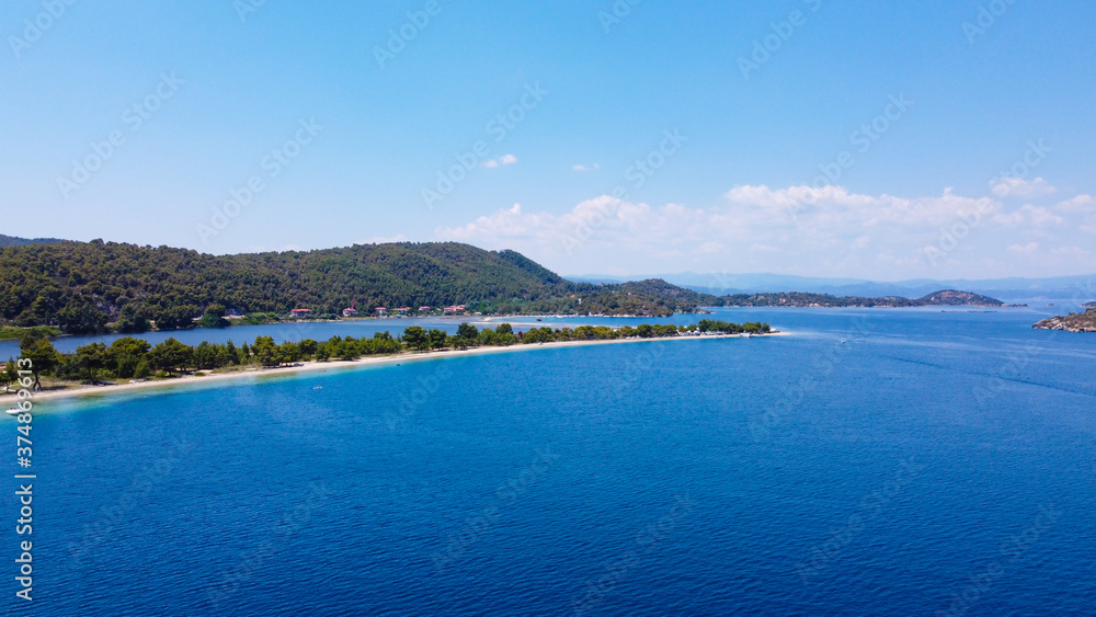 Aerial view of blue clear sea and coast 