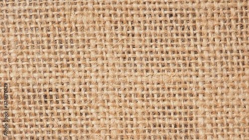 Close up of fabric is made from jute for texture and background.