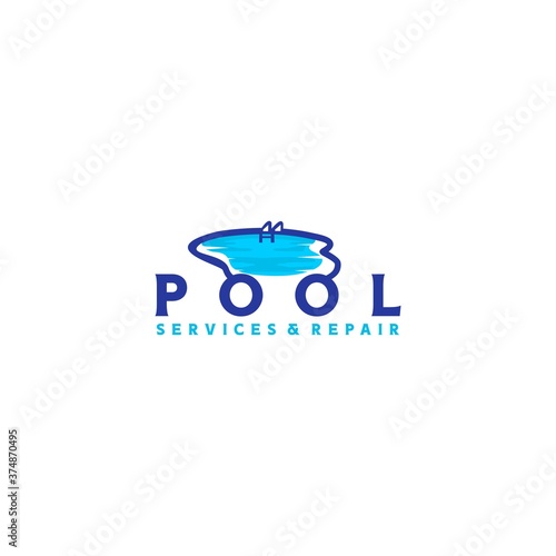 Pool Service and Repair Logo Design Vector