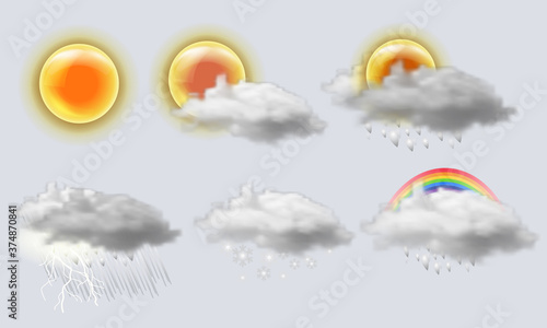 Weather realistic icons set