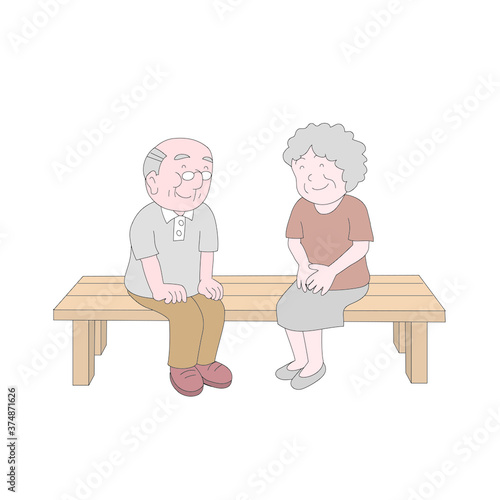 ベンチの老夫婦