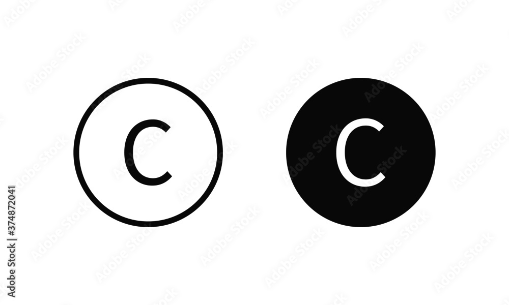 Copyright icon vector illustration flat style isolated on white background. Legal, patent, intellectual property outline sign for website and mobile app Copyright icon vector illustration flat style isolated on white background. Legal, patent, intellectual property outline sign for website and mobile app