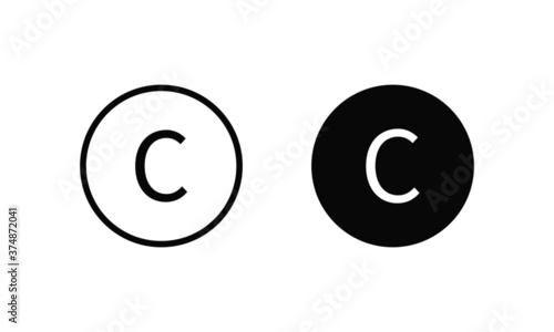 Copyright icon vector illustration flat style isolated on white background. Legal, patent, intellectual property outline sign for website and mobile app