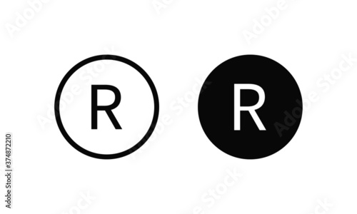 R - Registered Trademark vector icon. Register in circle flat isolated symbol on white background