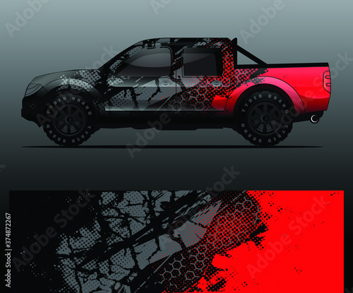 truck and vehicle Graphic vector. Racing background for vinyl wrap and decal