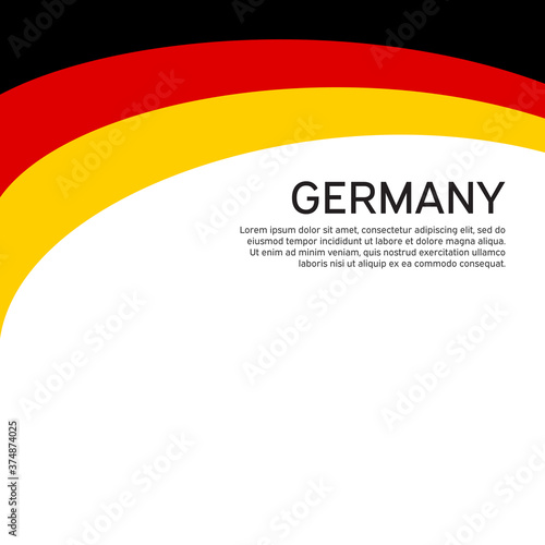 Abstract waving germany flag. Creative background for design of patriotic holiday card. National poster. State German patriotic cover, flyer. Vector tricolor design