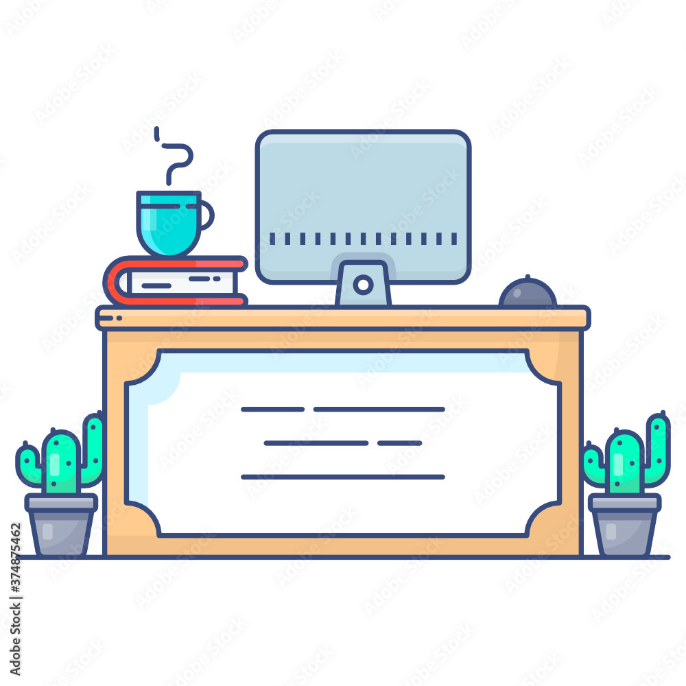 Reception desk vector in modern flat style, service provider
Reception desk vector in modern flat style, service provider