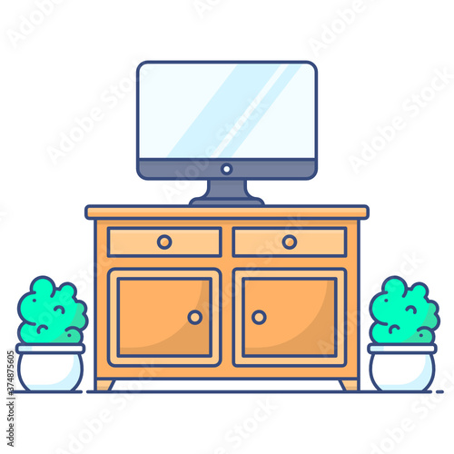 
Tv lounge table vector in flat style 
