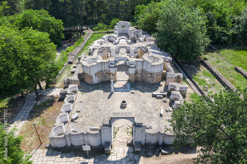 Partially reconstructed walls of the Round Church in Veliki Preslav, Bulgaria