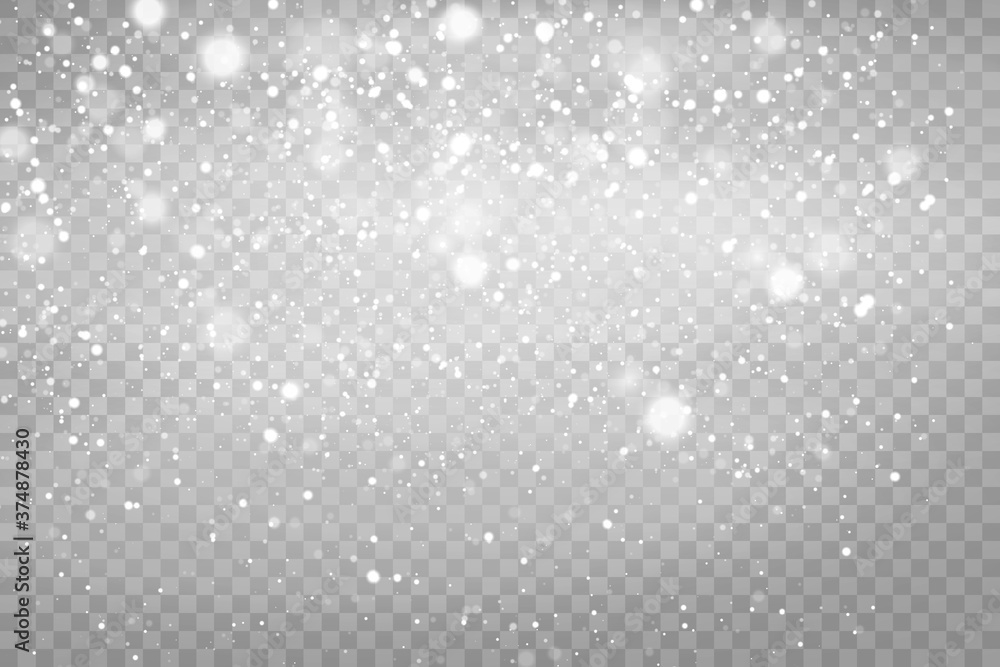  realistic falling snow or snowflakes. Isolated on transparent background - stock vector.