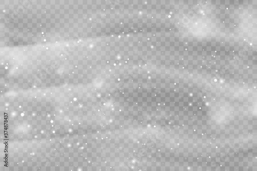  realistic falling snow or snowflakes. Isolated on transparent background - stock vector.
