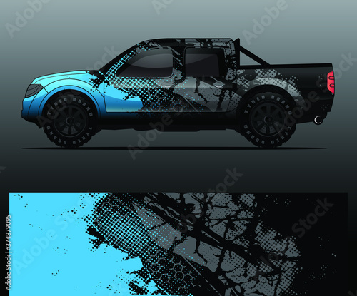truck and vehicle Graphic vector. Racing background for vinyl wrap and decal