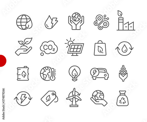 Ecology & Renewable Energy Icons // Red Point Series - Vector line icons for your digital or print projects.