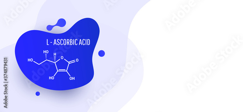 Formula of chemical structure of vitamin C, L ascorbic acid, Vector illustration isolated on white background