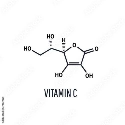 Vitamin C skeletal formula, vector illustration