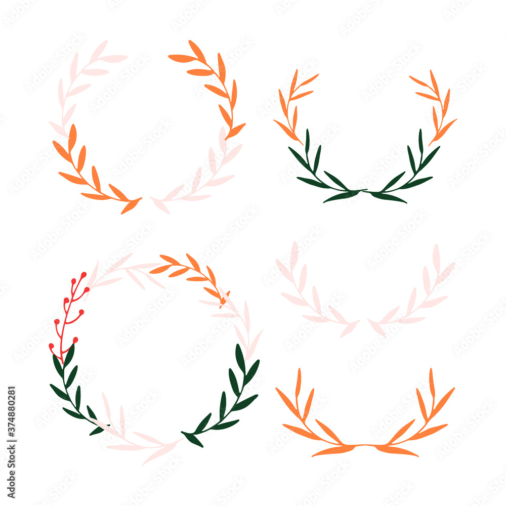 Vector set of leaf frames. Decorative leaf elements Vector set of leaf frames. Decorative leaf elements