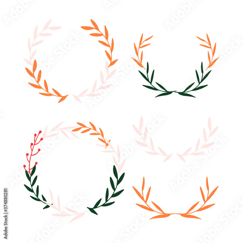 Vector set of leaf frames. Decorative leaf elements 