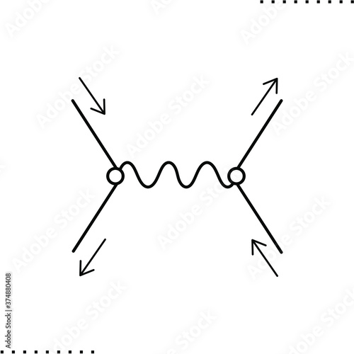 Feynman diagram vector icon in outline