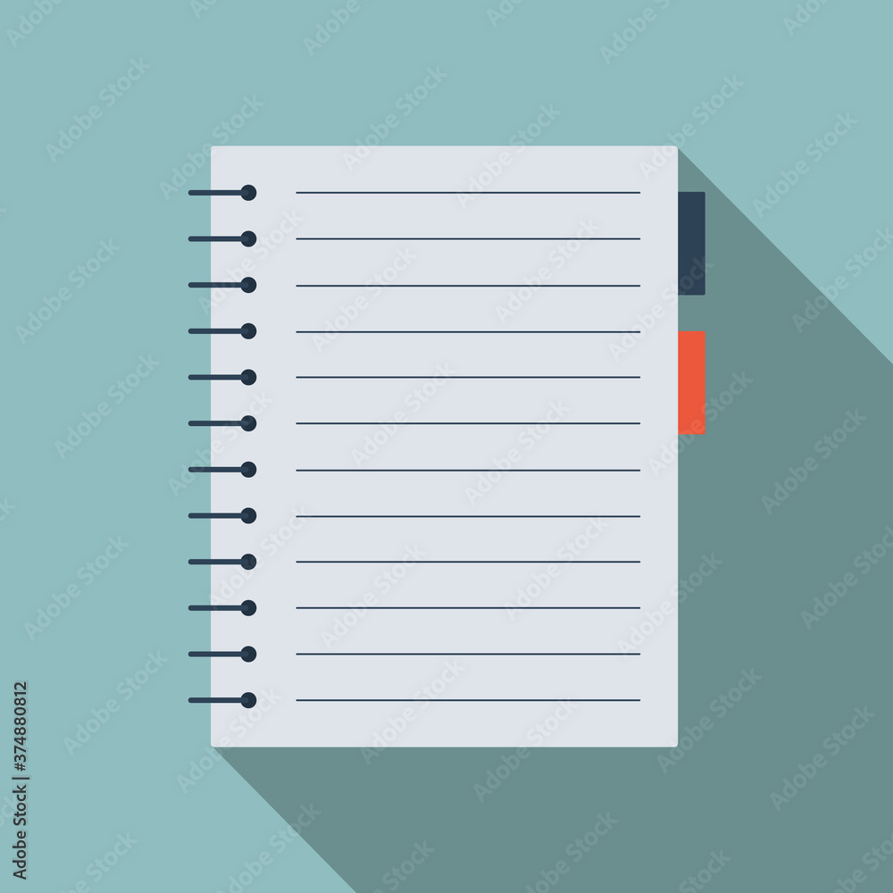 School notebook icon. Office stationery items. School notebook icon. Office stationery items.
