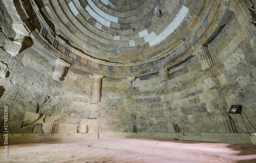 The thracian tomb in the underground temple near Starosel village, Bulgaria photo