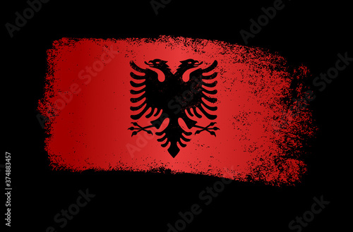 Fotografie Albanian flag with brush paint textured, background, Symbols of Albanian, graphi