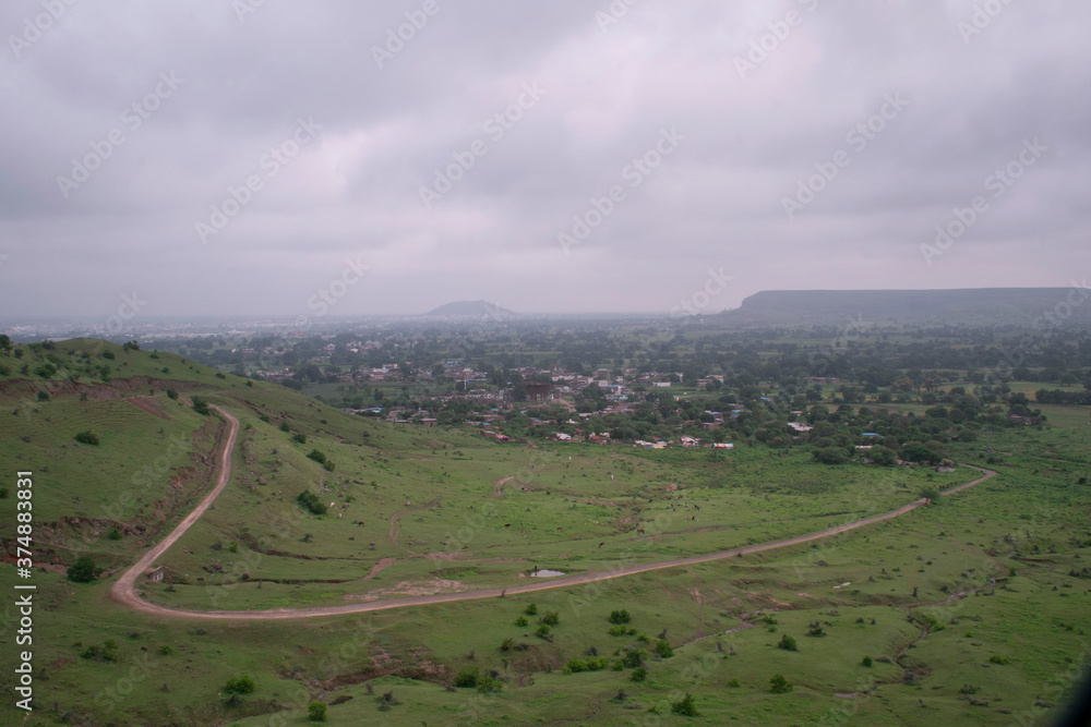 LANDSCAPE GREEN HILL SLOPE WITH CLOUD 