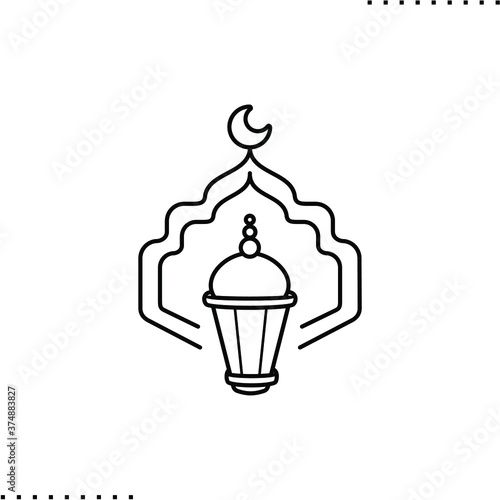 traditional Ramadan celebration lantern and Muslim frame  vector icon in outline
