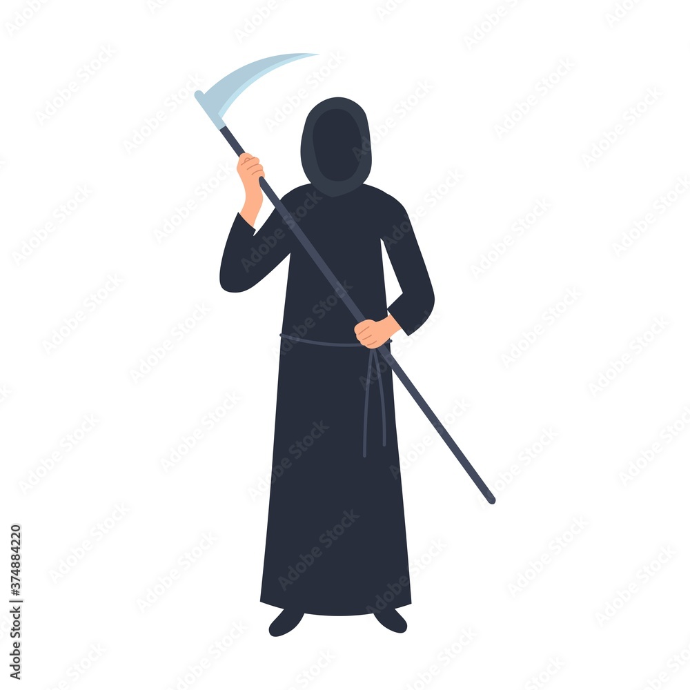 Halloween cartoon character grim reaper with scythe.Vector illustration. Halloween cartoon character grim reaper with scythe.Vector illustration.