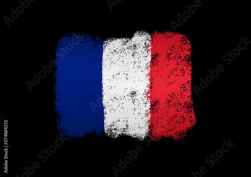 France flag with brush paint textured, background, Symbols of France, graphic designer element - Vector - illustration