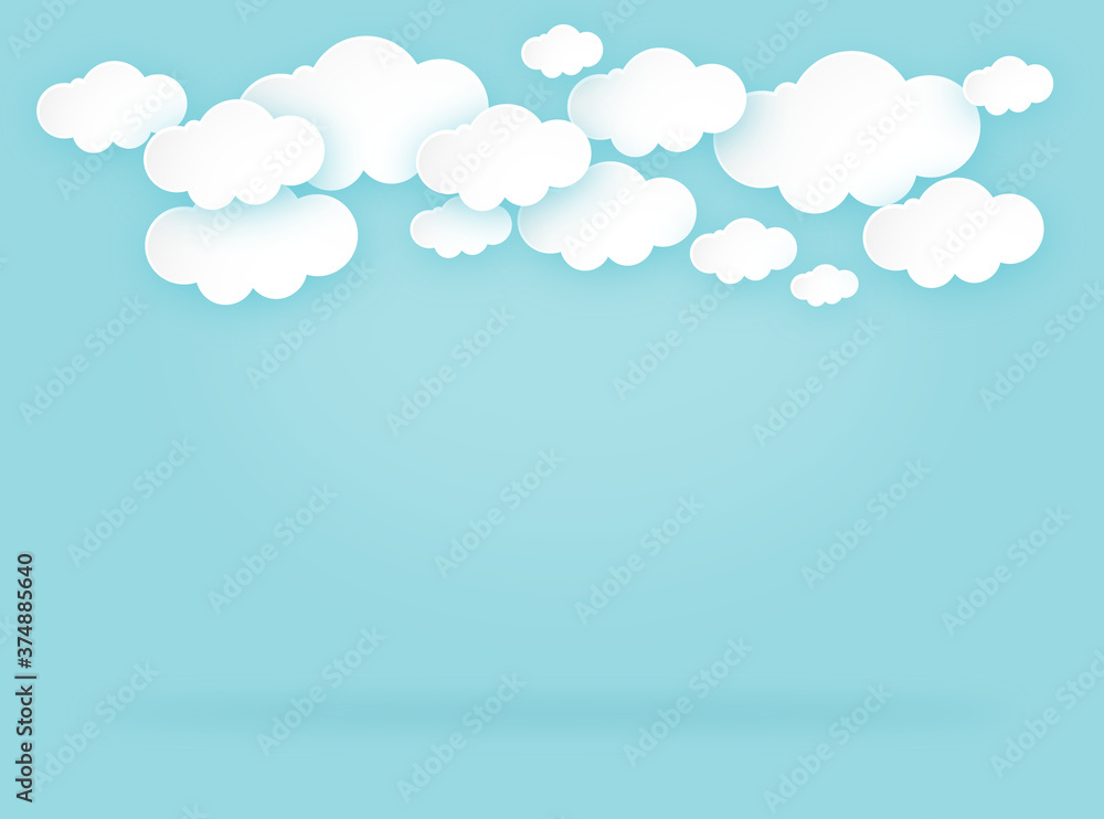 Cloud rain on blue background, clear sky with cloud, rain season, cloudy day,weather forecast concept, vector illustration