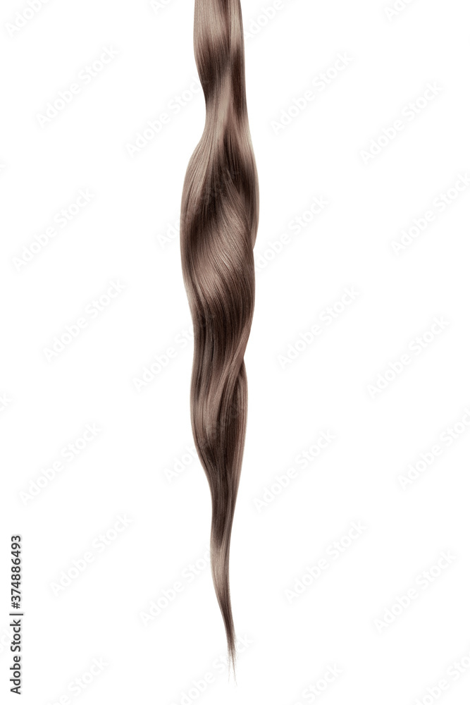 Brown shiny hair on white background, isolated Brown shiny hair on white background, isolated
