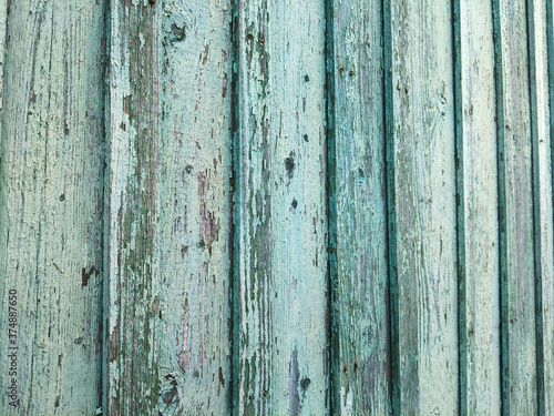 Turquoise wooden planks textured wall detail