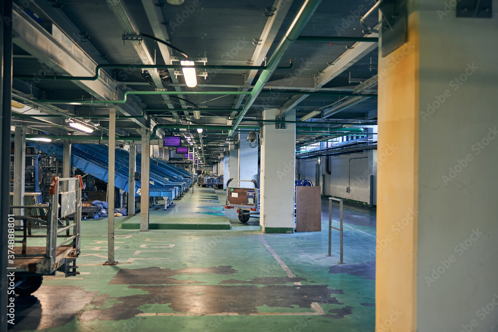Photo of warehouse-looking area for baggage handling Photo of warehouse-looking area for baggage handling