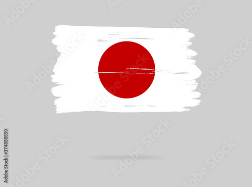 Japan flag with brush paint textured, background, Symbols of Japan , graphic designer element - Vector - illustration