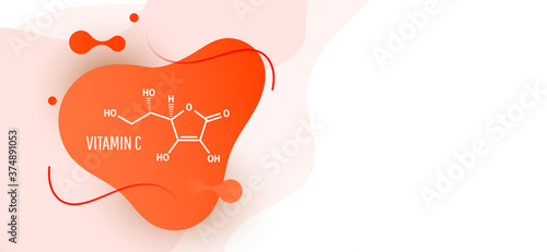Formula of chemical structure vitamin C with copy space for presentation, banner or print