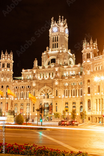 Late evening on the main street of Madrid in night illumination. Madrid, Spain © Alexander Avsenev