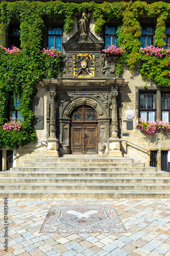 City Hall, Entrance door, Quedlinburg, Harz, Saxony-Anhalt, Germany, Unesco World Heritage Site