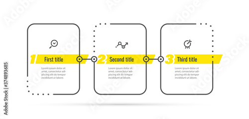 Vector Infographic design template with icons and 3 options or steps. Can be used for process diagram, presentations, workflow layout, banner, flow chart, info graph.