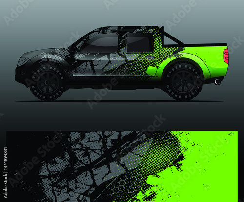 truck and vehicle Graphic vector. Racing background for vinyl wrap and decal