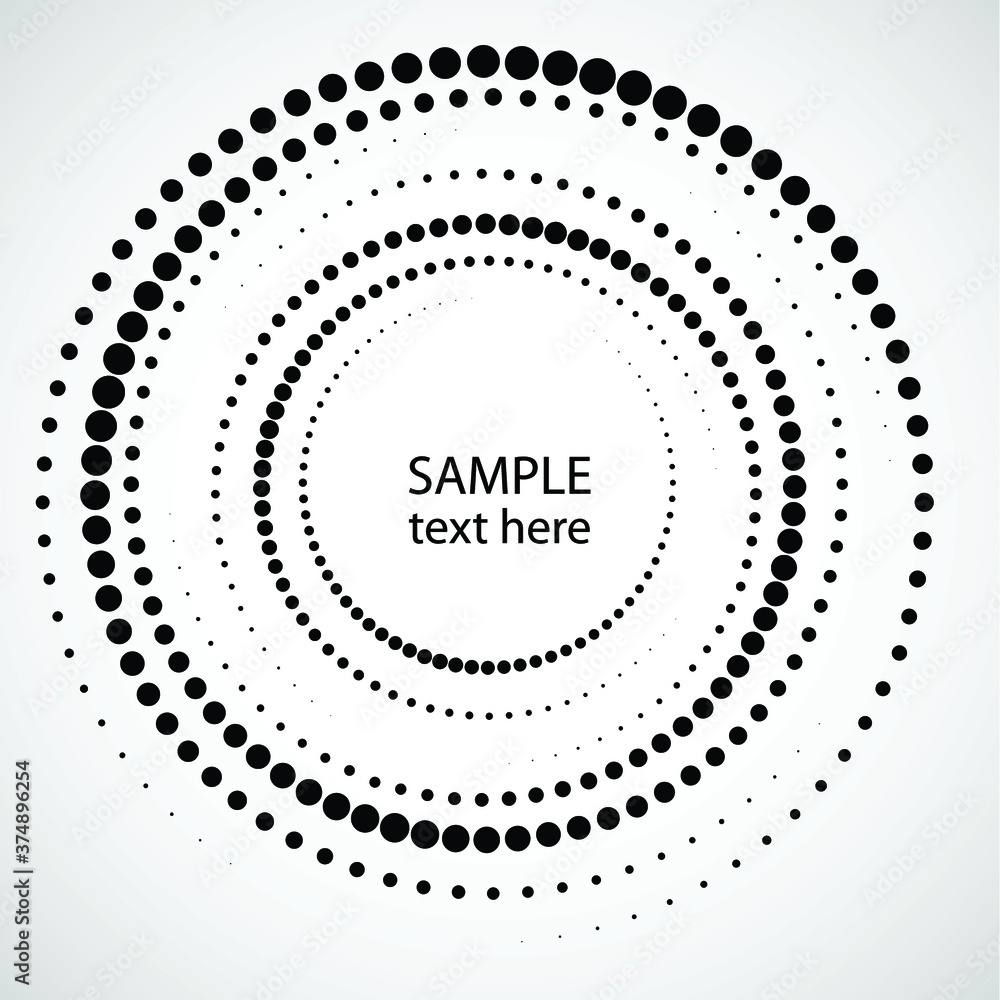 Halftone dots in circle form. round logo . vector dotted frame . design element