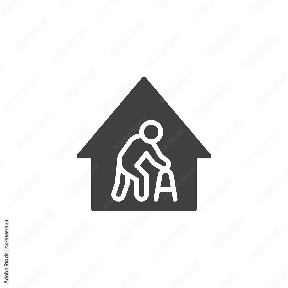 Disabled man at home vector icon. filled flat sign for mobile concept and web design. Nursing home glyph icon. Symbol, logo illustration. Vector graphics Disabled man at home vector icon. filled flat sign for mobile concept and web design. Nursing home glyph icon. Symbol, logo illustration. Vector graphics