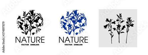 Logo design-logo for yoga classes, medical centers, pharmacies, natural and organic food and packaging-circle of forest herbs. Vector icon