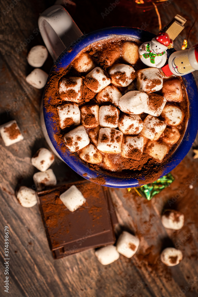 Hot chocolate with Christmas ornaments Hot chocolate with Christmas ornaments
