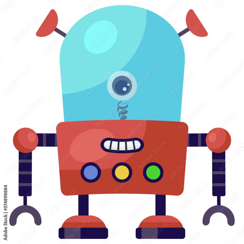 Robotic face vector, flat icon of mechanical droid
Robotic face vector, flat icon of mechanical droid