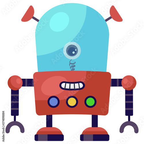
Robotic face vector, flat icon of mechanical droid 
