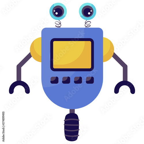 
An icon design of single wheel robot, editable icon of humanoid 
