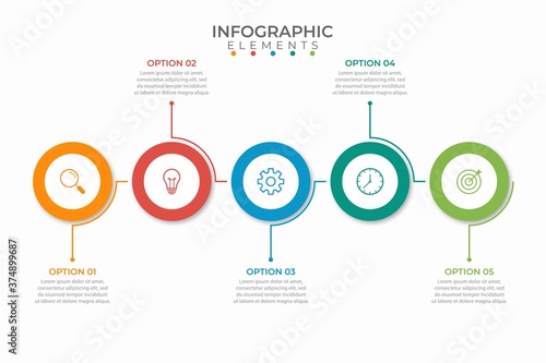Presentation business infographic template with 5 options. Vector illustration.