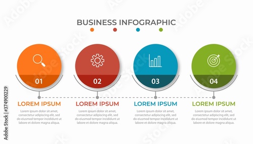 Business process infographic template. Thin line design with numbers 4 options or steps. Vector illustration graphic design