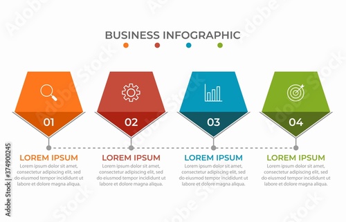 Business process infographic template. Thin line design with numbers 4 options or steps. Vector illustration graphic design