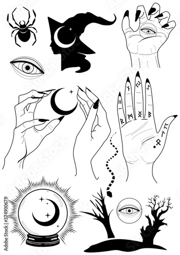 Witchy vector set

You can get here illustration set and isolated cliparts. Have fun! 